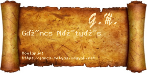 Gáncs Mátyás névjegykártya